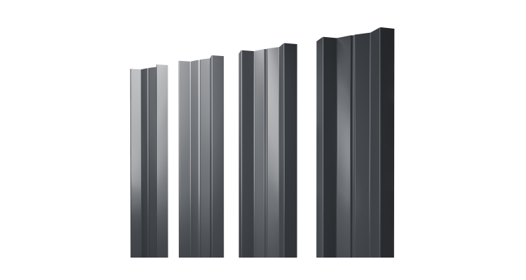 Штакетник М-образный А с прямым резом 0.4 PE RAL 7024 мокрый асфальт